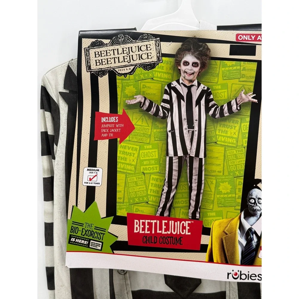 Beetlejuice Beetlejuice Boys Child Costume Striped Jumpsuit Medium 7-8 Rubies